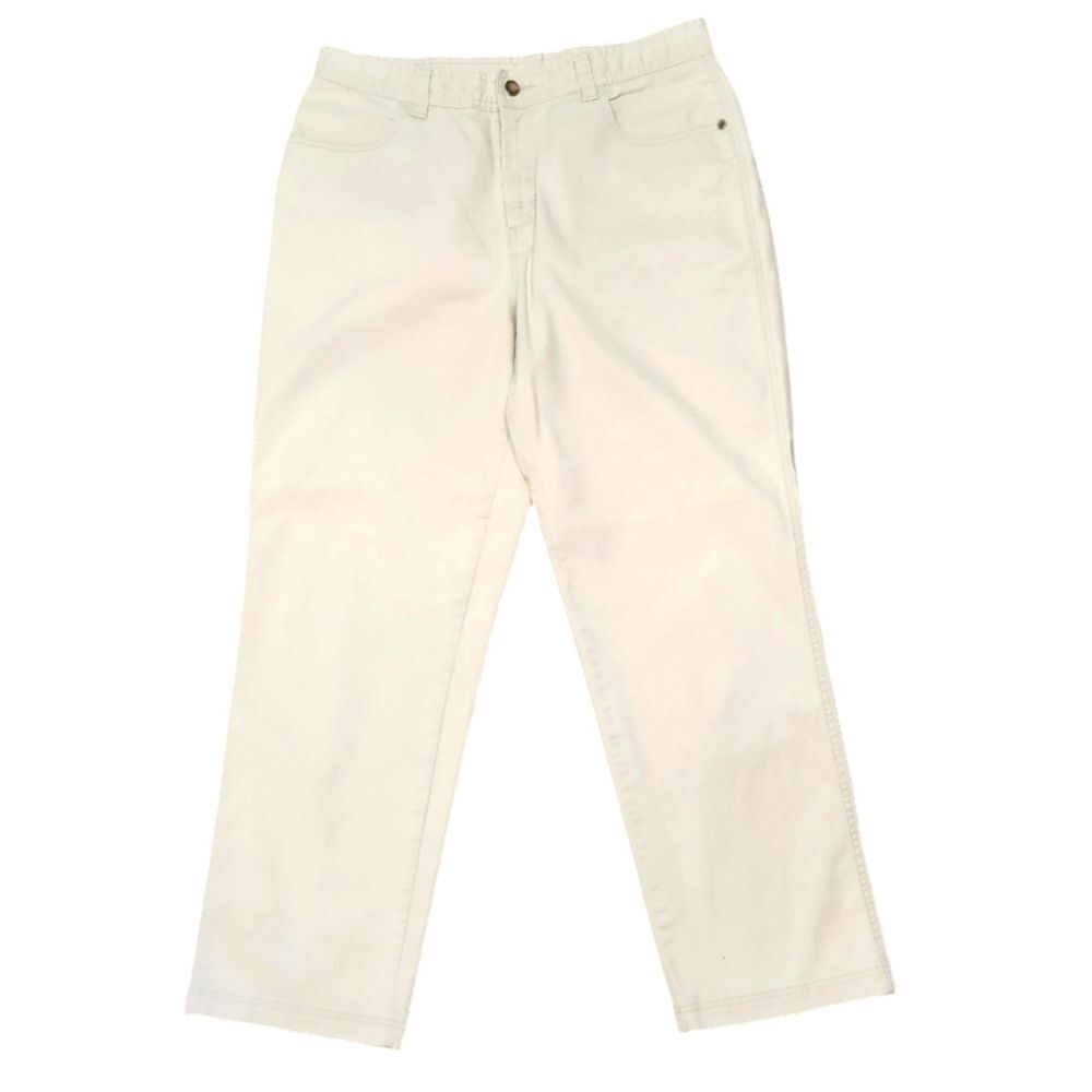 Woolrich Women's Chinos Pants Khaki Straight Leg High Rise Cotton Stretch 12 L